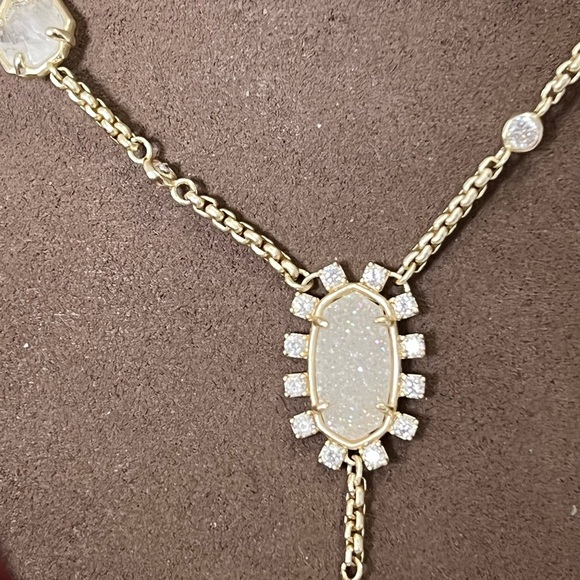 NWT RARE & Retired Kendra Scott Liesl Necklace Iridescent Drusy Rock Crystal CZ - Picture 5 of 10